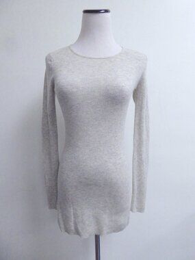 JARBO long WOOL CASHMERE ribbed gray heather SWEATER TUNIC mini knit dress 36 S
